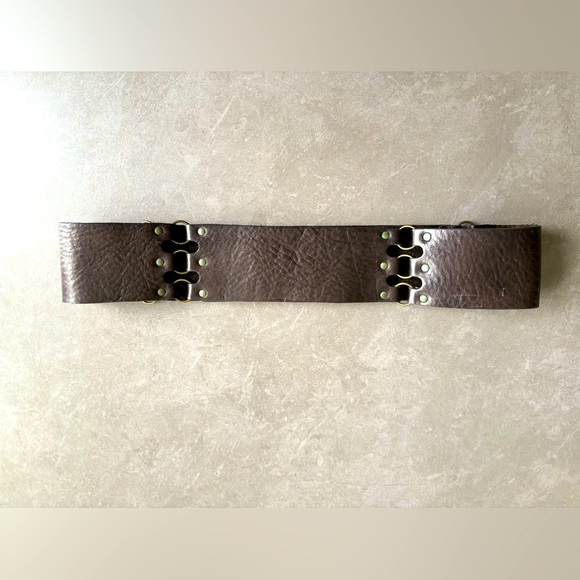 Boho, Punk Style Wide Unisex Belt, Genuine Italian Leather, Made in Canada L - Picture 3 of 8